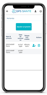 ajouter un proche depuis l'application mobile GPS Santé- étape 2